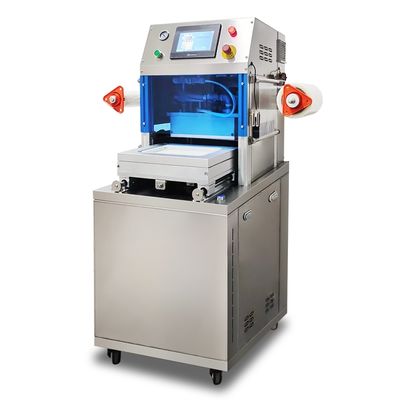 เครื่องซีลสุญญากาศแบบตั้งตรงอัตโนมัติเต็มรูปแบบ DQ305VSL พร้อมสแตนเลสเกรดอาหารและแม่พิมพ์อลูมิเนียม Anodized 6061 สำหรับภาชนะบรรจุอาหาร
